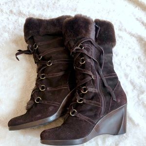 Stuart weitzman brown wedge boots